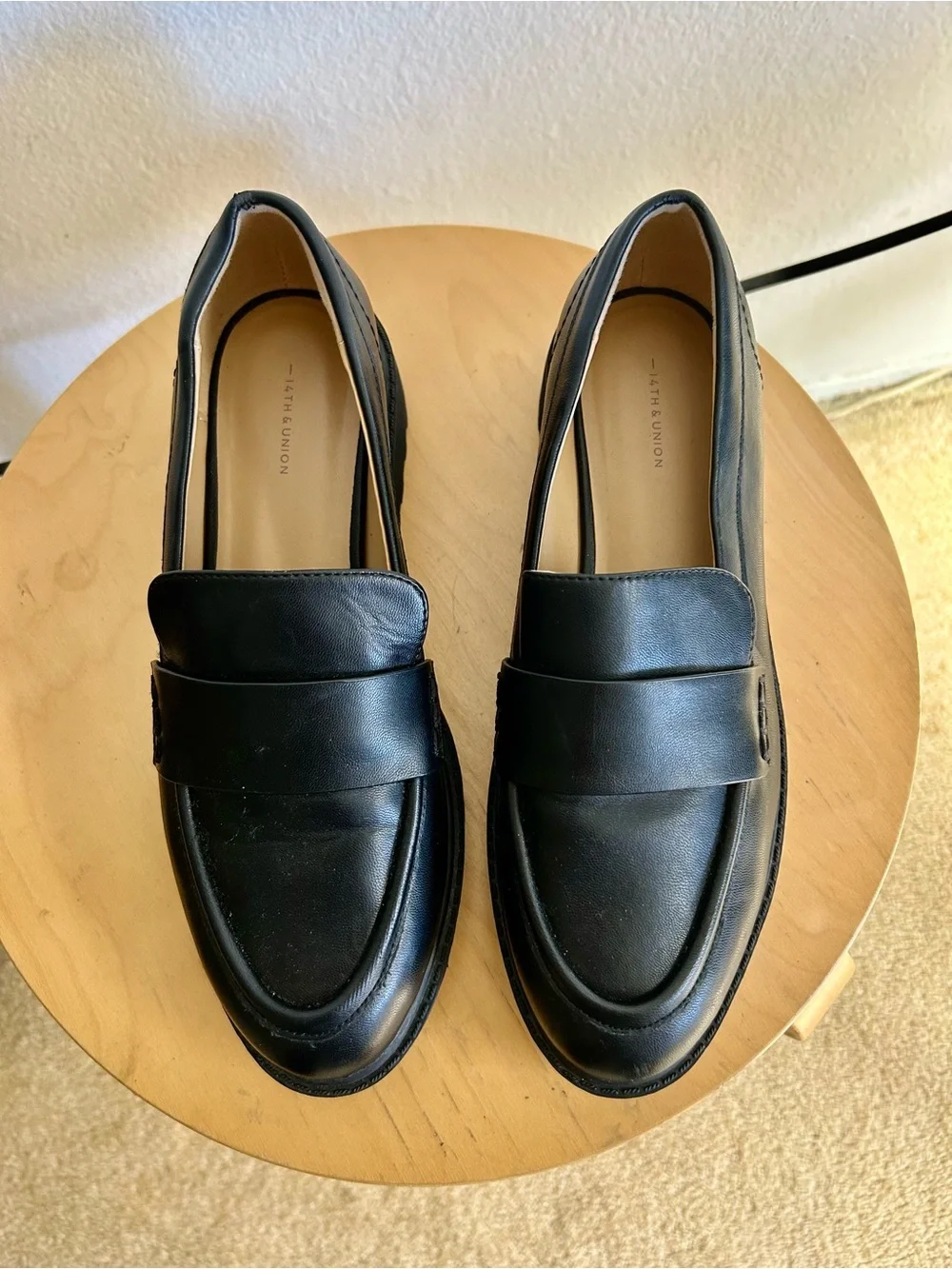 14th & Union Black Leather Penny Loafers